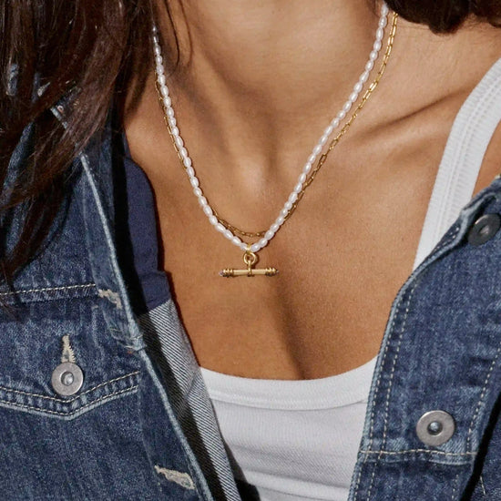 Harris Reed Pearl T-Bar Necklace | 18ct Gold Plated/Pearl Necklaces Missoma 
