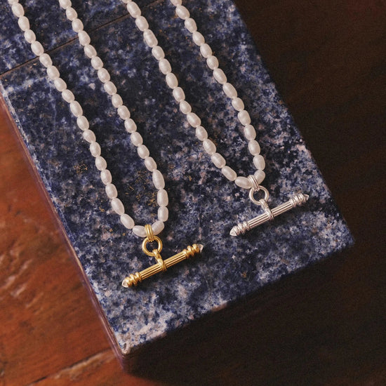 Harris Reed Pearl T-Bar Necklace | Silver Plated/Pearl Necklaces Missoma 