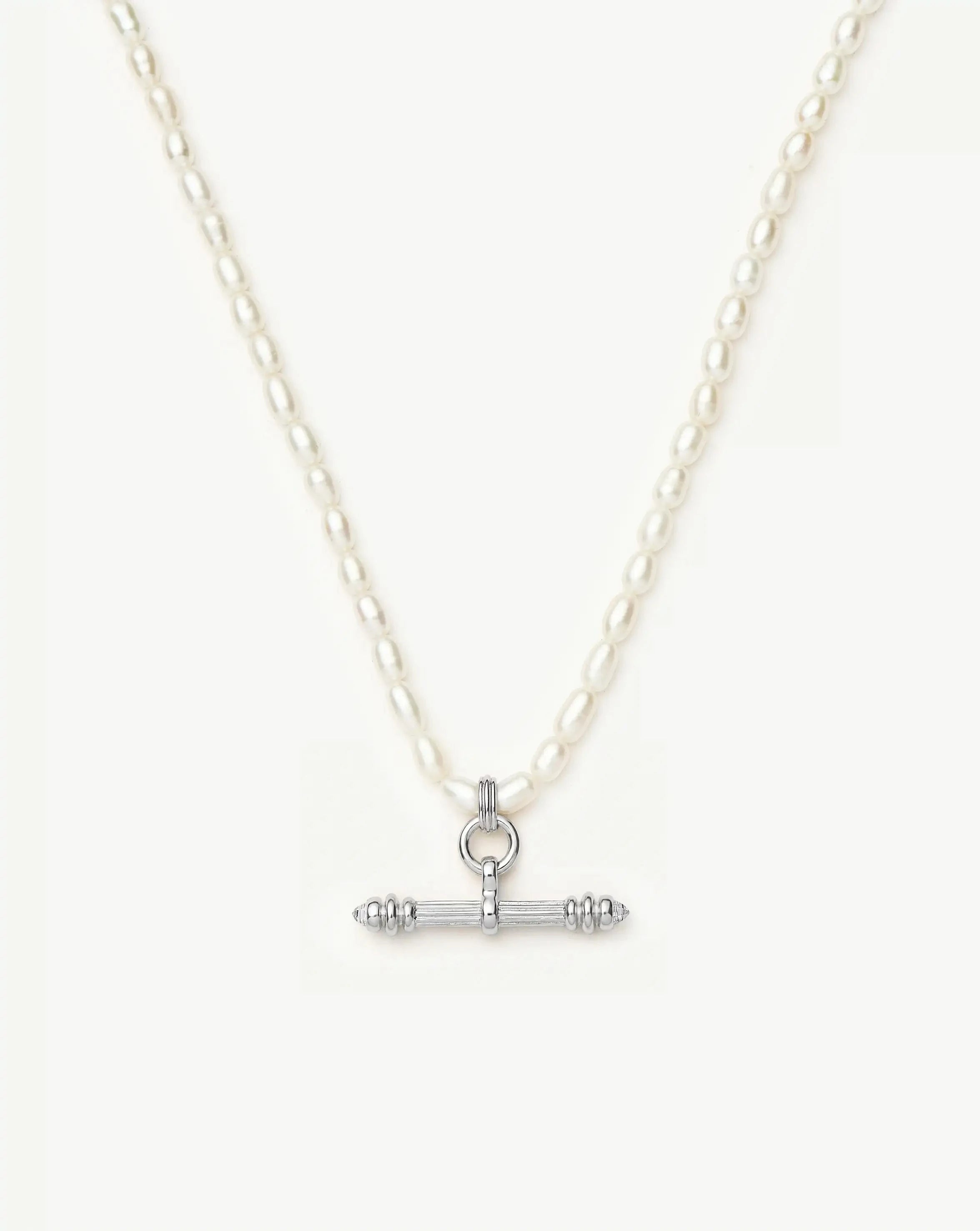 Harris Reed Pearl T-Bar Necklace | Silver Plated/Pearl Necklaces Missoma 