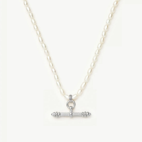 Harris Reed Pearl T-Bar Necklace | Silver Plated/Pearl Necklaces Missoma 