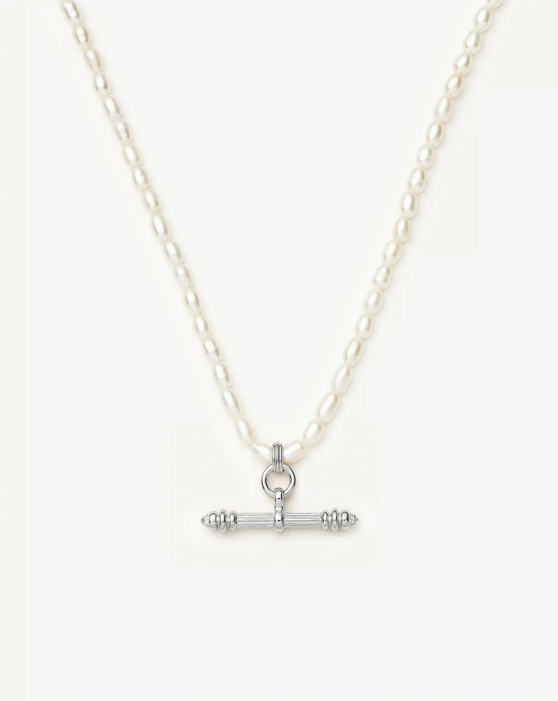 Harris Reed Pearl T-Bar Necklace | Silver Plated/Pearl Necklaces Missoma 