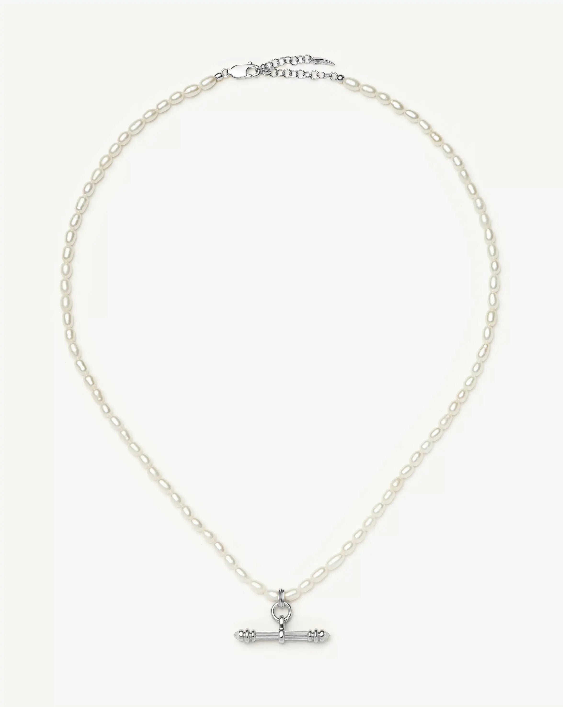 Harris Reed Pearl T-Bar Necklace | Silver Plated/Pearl Necklaces Missoma 