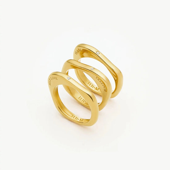 Harris Reed Self-Love Stacking Rings | 18ct Gold Plated/Cubic Zirconia Rings Missoma 