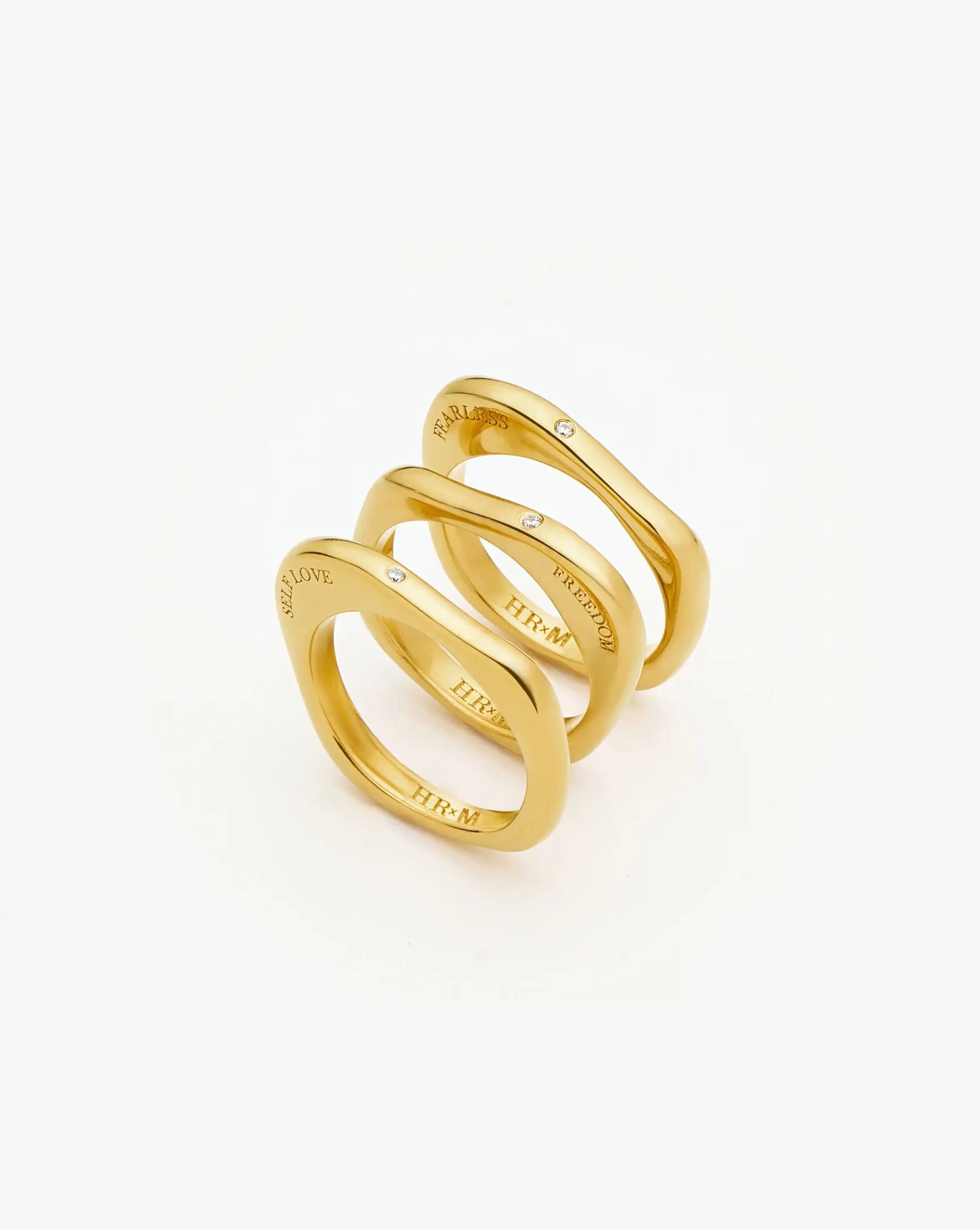 Harris Reed Self-Love Stacking Rings | 18ct Gold Plated/Cubic Zirconia Rings Missoma 