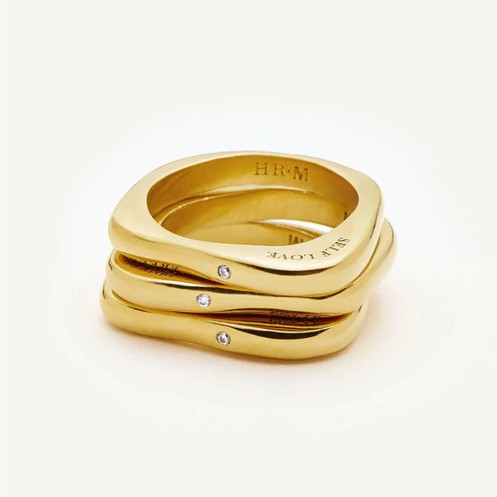 Harris Reed Self-Love Stacking Rings | 18ct Gold Plated/Cubic Zirconia Rings Missoma 