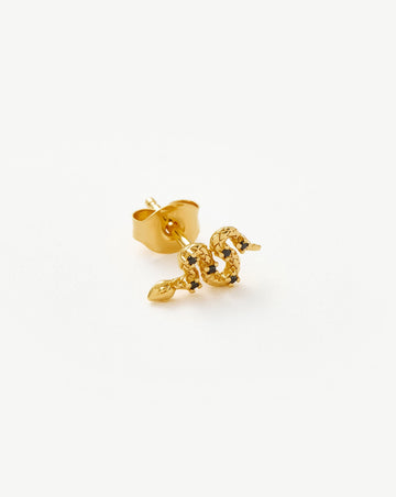 Harris Reed Serpent Single Stud Earring | 18ct Gold Plated Vermeil/Black Onyx Earrings Missoma 