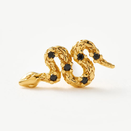 Harris Reed Serpent Single Stud Earring | 18ct Gold Plated Vermeil/Black Onyx Earrings Missoma 