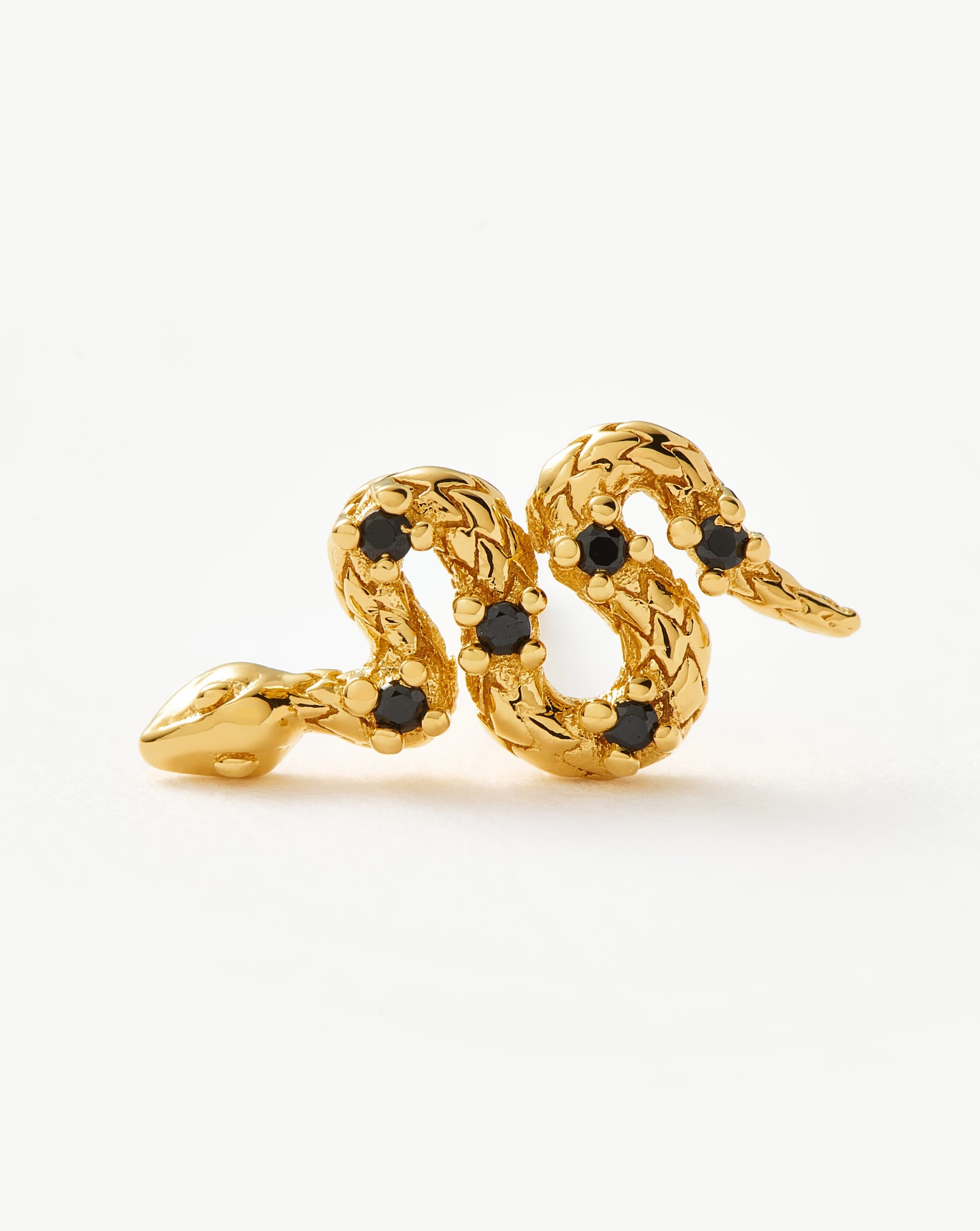 Harris Reed Serpent Single Stud Earring | 18ct Gold Plated Vermeil/Black Onyx Earrings Missoma 