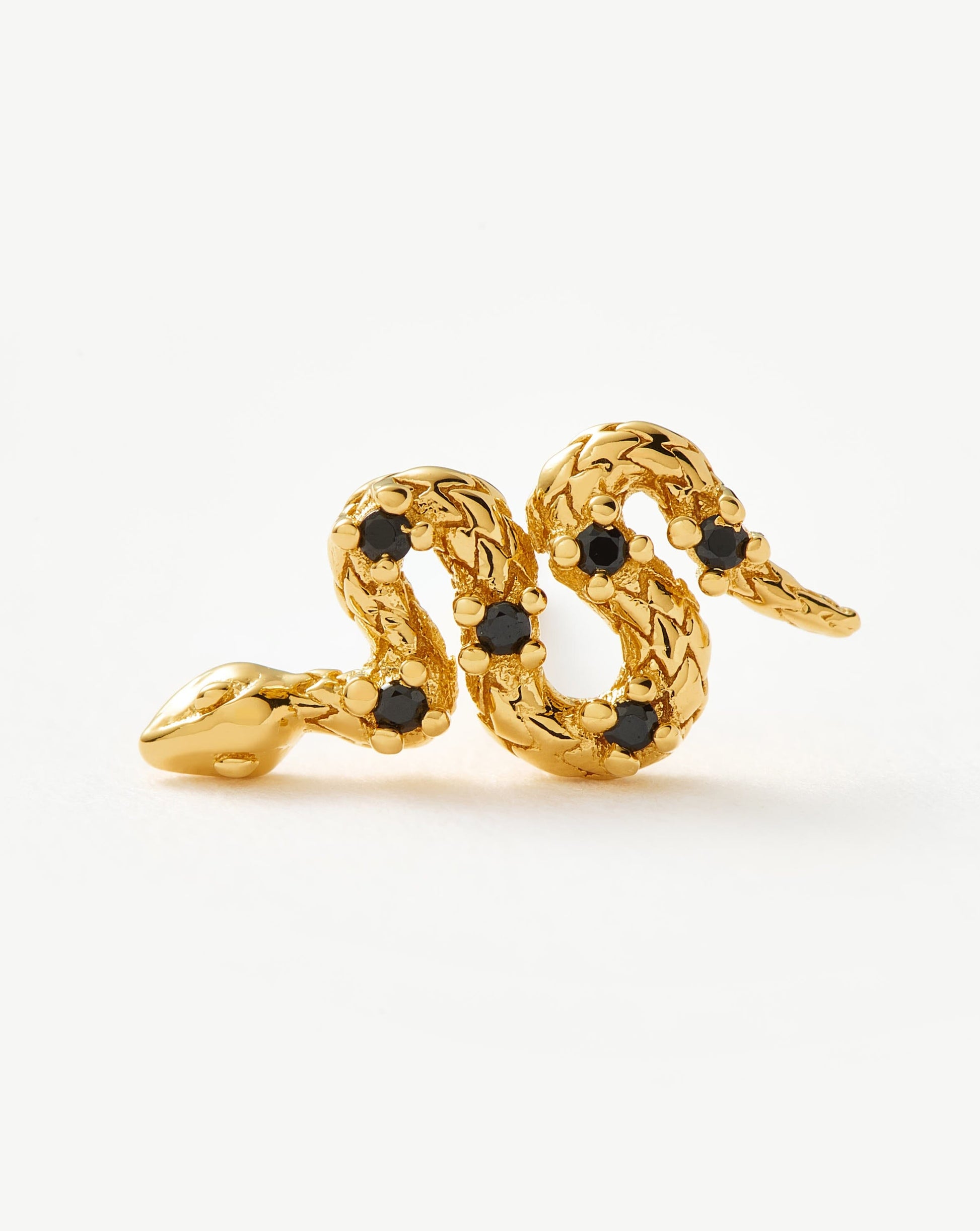 Harris Reed Serpent Single Stud Earring | 18ct Gold Plated Vermeil/Black Onyx Earrings Missoma 