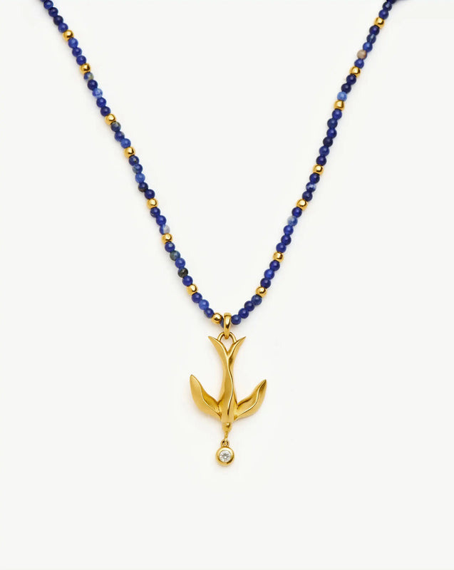 Harris Reed Taking Flight Keepsake Necklace  | 18ct Gold Plated/Blue Sodalite