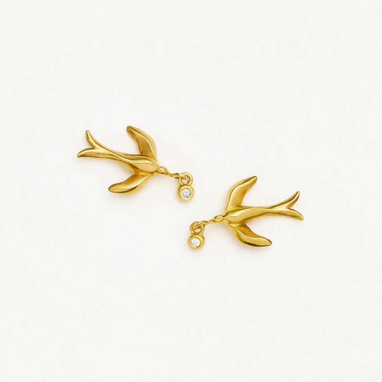 Harris Reed Taking Flight Stud Earrings | 18ct Gold Plated/Cubic Zirconia Earrings Missoma 