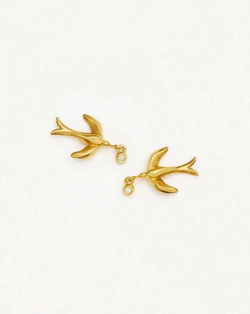Harris Reed Taking Flight Stud Earrings | 18ct Gold Plated/Cubic Zirconia Earrings Missoma 