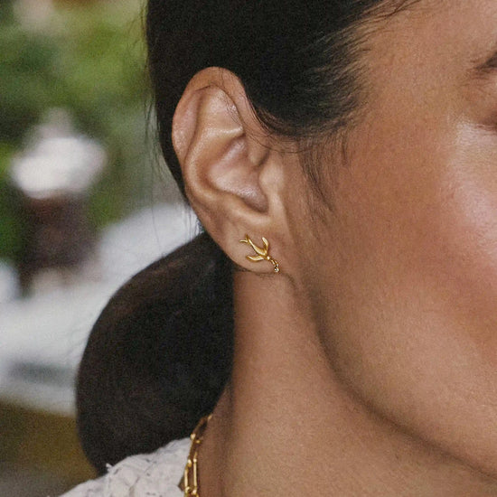 Harris Reed Taking Flight Stud Earrings | 18ct Gold Plated/Cubic Zirconia Earrings Missoma 