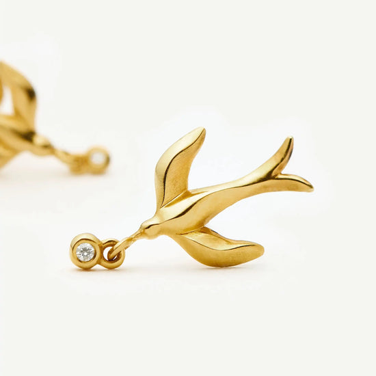Harris Reed Taking Flight Stud Earrings | 18ct Gold Plated/Cubic Zirconia Earrings Missoma 