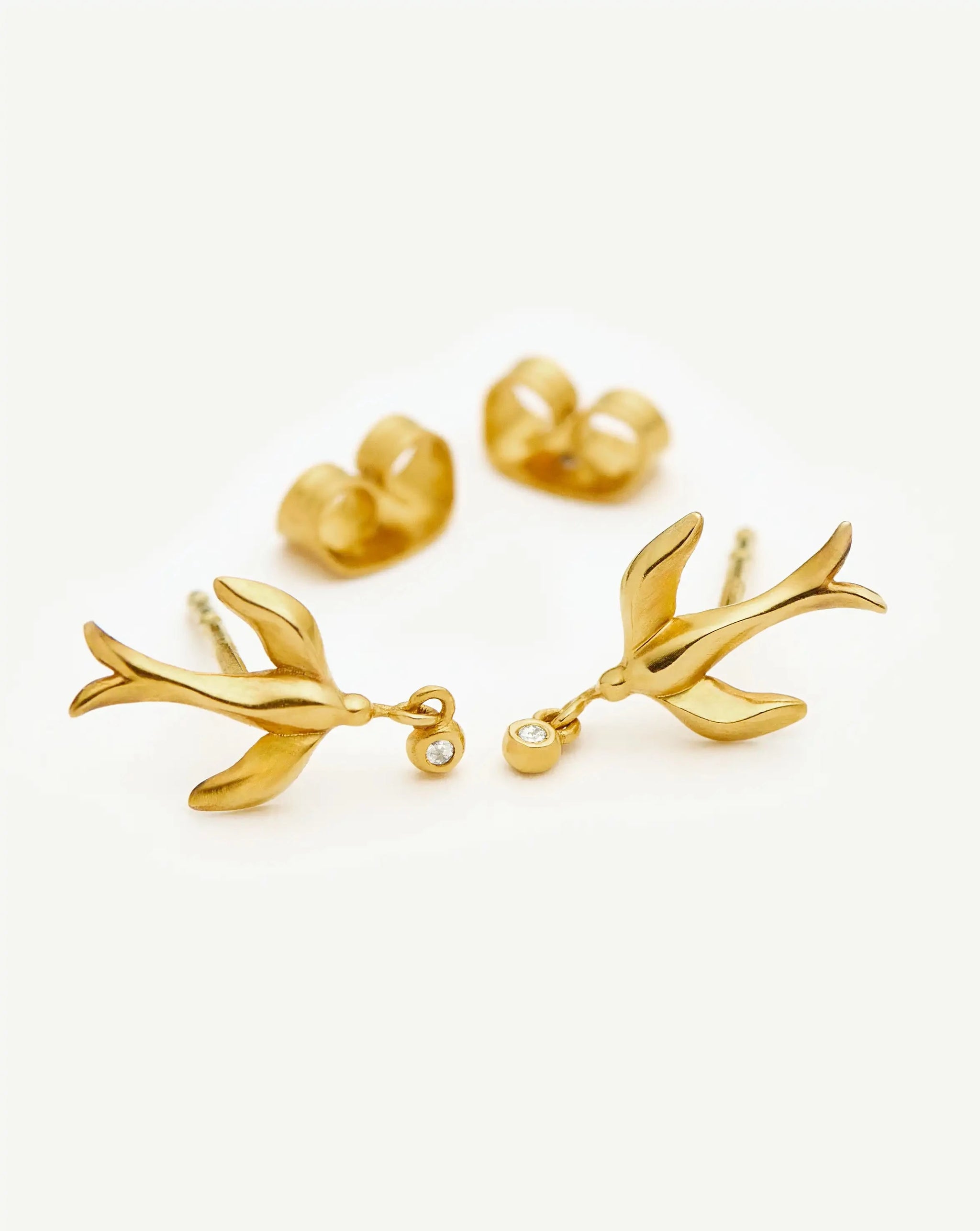 Harris Reed Taking Flight Stud Earrings | 18ct Gold Plated/Cubic Zirconia Earrings Missoma 