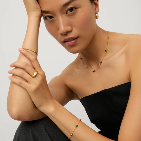 Iconic Magma Gemstone Choker & Bracelet Set | 18ct Gold Vermeil/Malachite Bracelets Missoma 