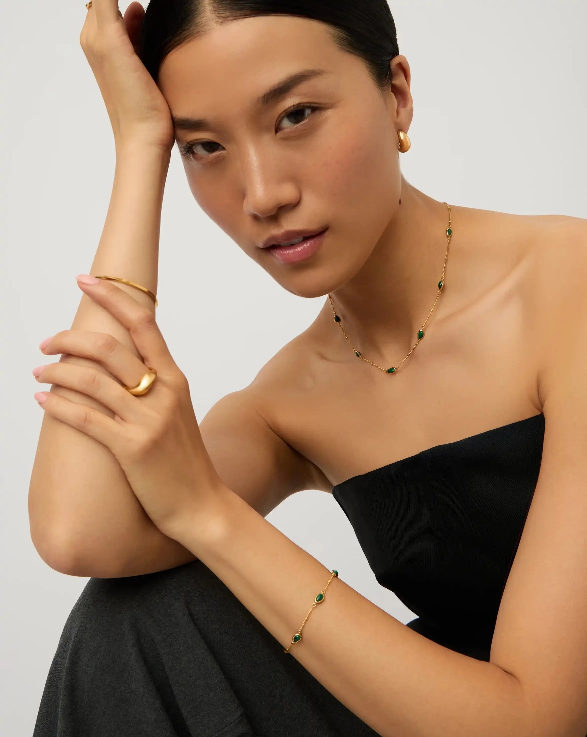 Iconic Magma Gemstone Choker & Bracelet Set | 18ct Gold Vermeil/Malachite Bracelets Missoma 
