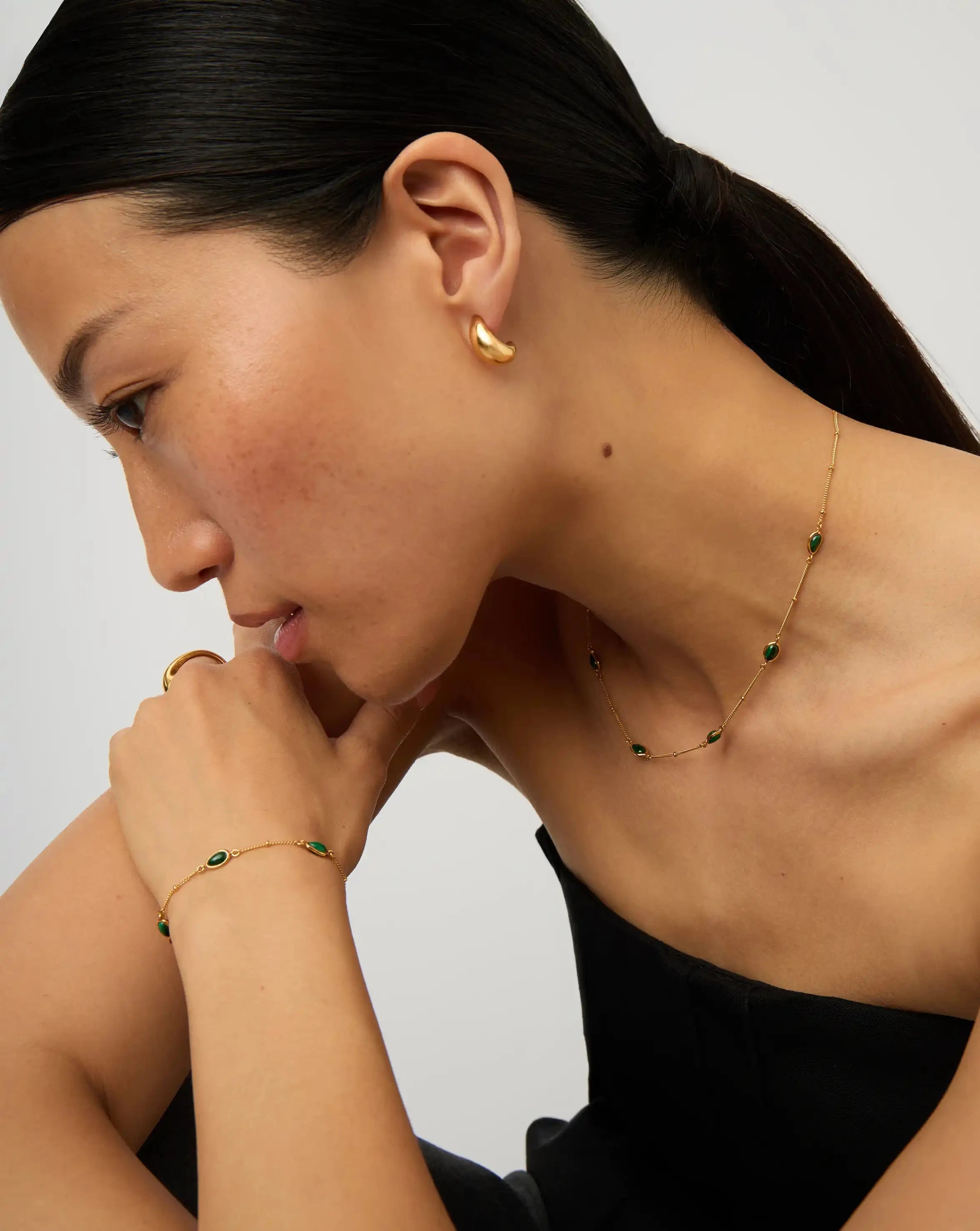Iconic Magma Gemstone Choker & Bracelet Set | 18ct Gold Vermeil/Malachite Bracelets Missoma 