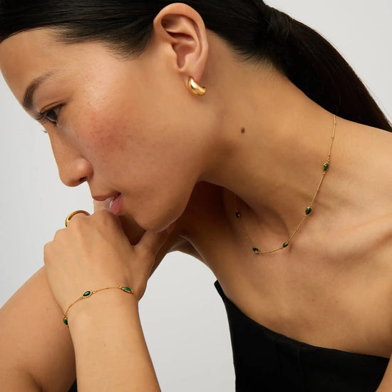 Iconic Magma Gemstone Choker & Bracelet Set | 18ct Gold Vermeil/Malachite Bracelets Missoma 