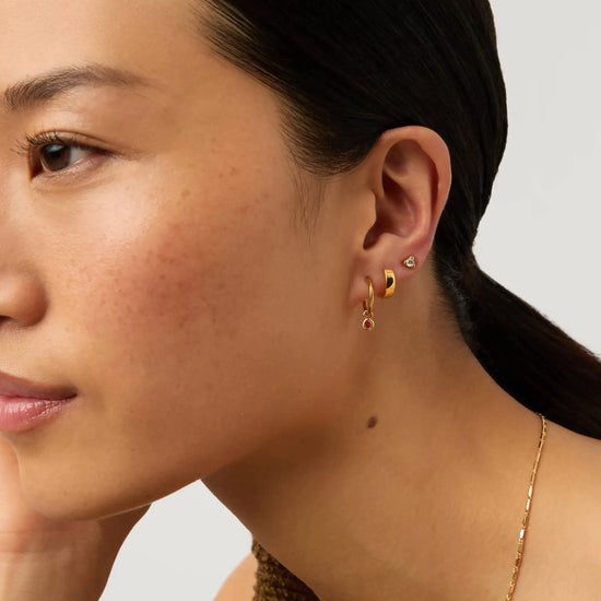 January Birthstone Mini Charm Hoop Earrings | 18ct Gold Vermeil/Garnet Earrings Missoma 