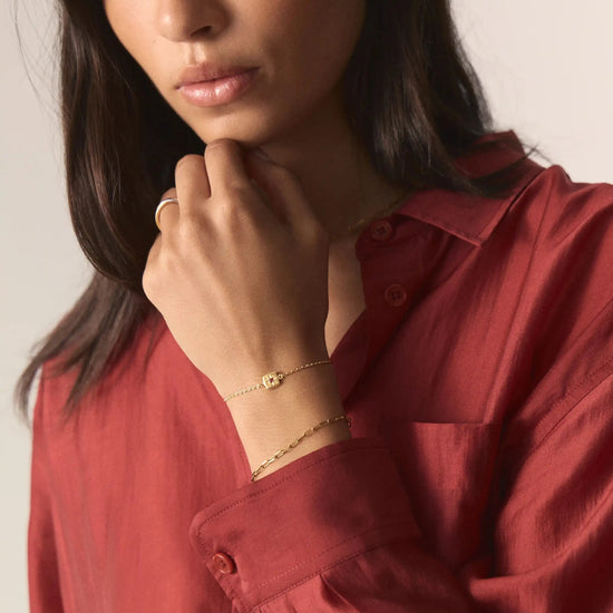 January Birthstone Slider Bracelet | 18ct Gold Plated/Natural Garnet Bracelets Missoma 
