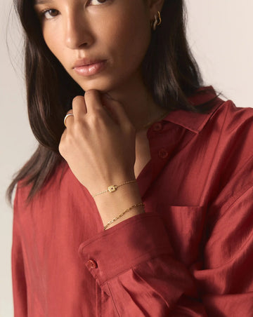 January Birthstone Slider Bracelet | 18ct Gold Plated/Natural Garnet Bracelets Missoma 