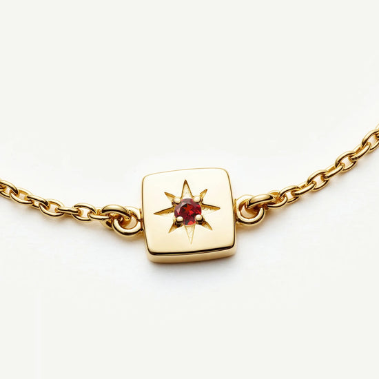January Birthstone Slider Bracelet | 18ct Gold Plated/Natural Garnet Bracelets Missoma 