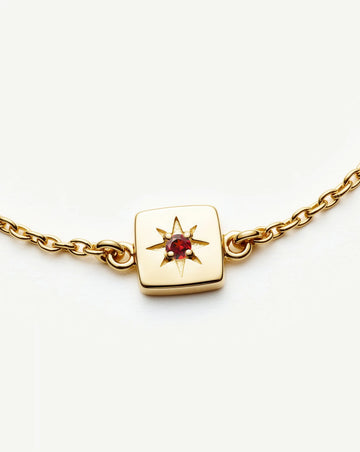January Birthstone Slider Bracelet | 18ct Gold Plated/Natural Garnet Bracelets Missoma 
