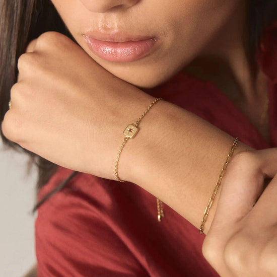 January Birthstone Slider Bracelet | 18ct Gold Plated/Natural Garnet Bracelets Missoma 