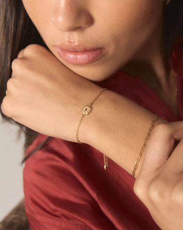 January Birthstone Slider Bracelet | 18ct Gold Plated/Natural Garnet Bracelets Missoma 