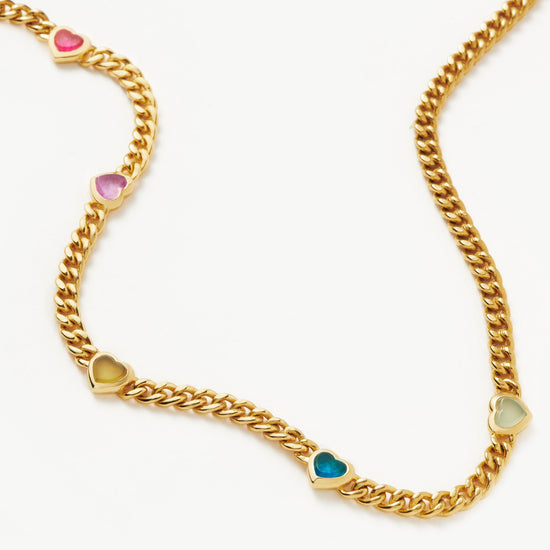Jelly Heart Gemstone Charm Necklace | 18ct Gold Plated/Multi Quartz Necklaces Missoma 