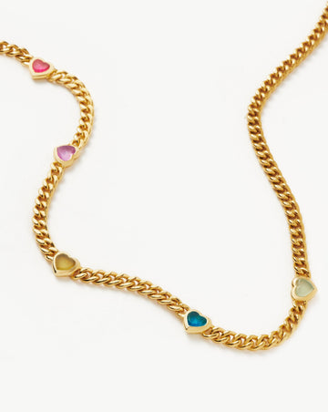 Jelly Heart Gemstone Charm Necklace | 18ct Gold Plated/Multi Quartz Necklaces Missoma 