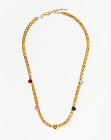 Jelly Heart Gemstone Charm Necklace | 18ct Gold Plated/Multi Quartz Necklaces Missoma 