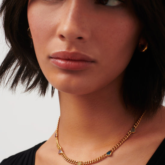 Jelly Heart Gemstone Charm Necklace | 18ct Gold Plated/Multi Quartz Necklaces Missoma 