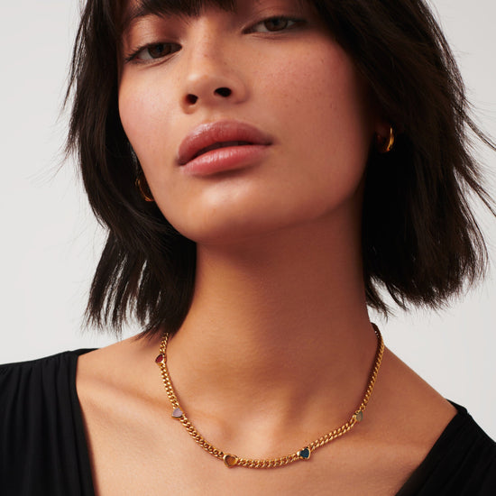 Jelly Heart Gemstone Charm Necklace | 18ct Gold Plated/Multi Quartz Necklaces Missoma 