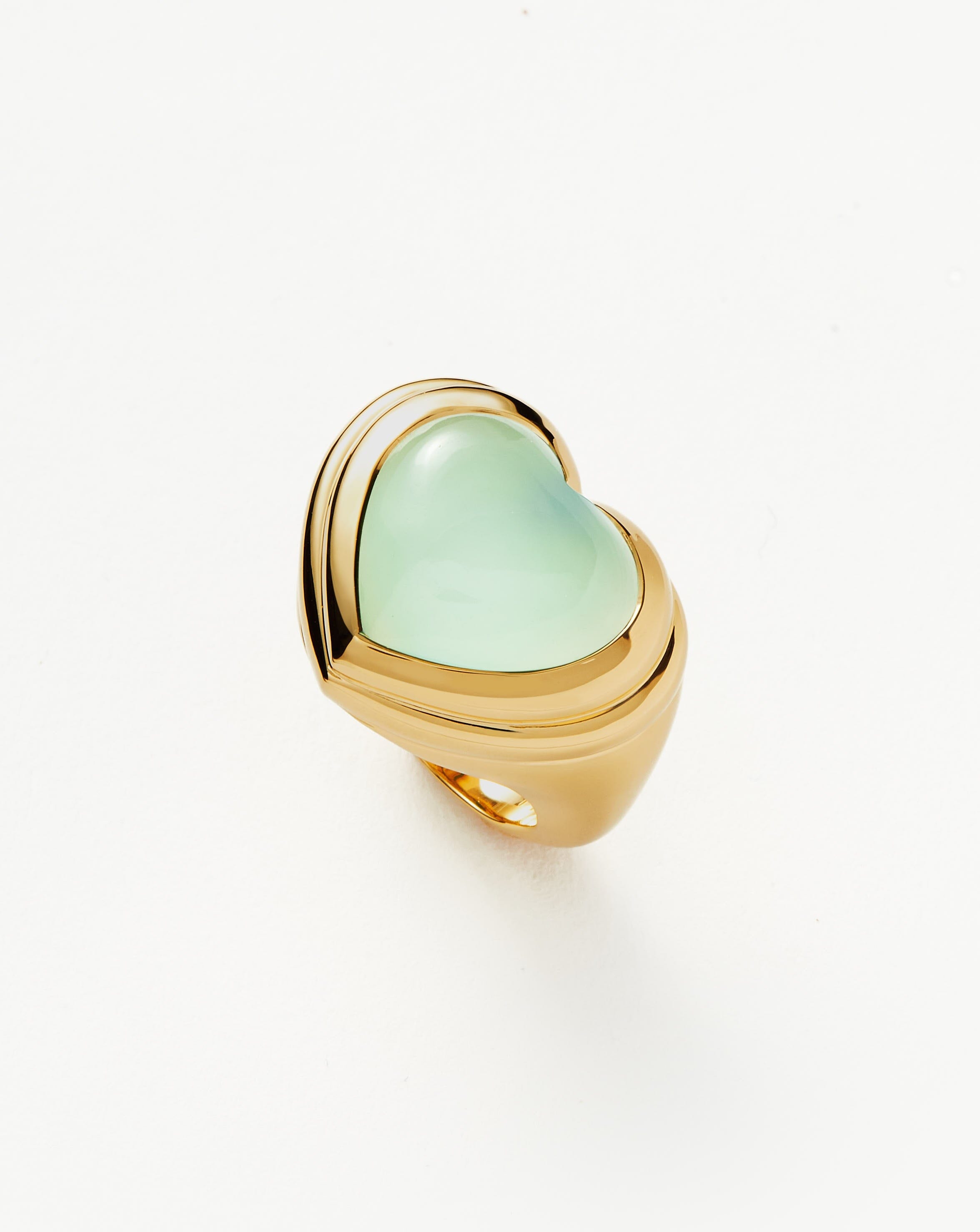 Jelly Heart Gemstone Ring | 18ct Gold Plated/Aqua Chalcedony | Missoma