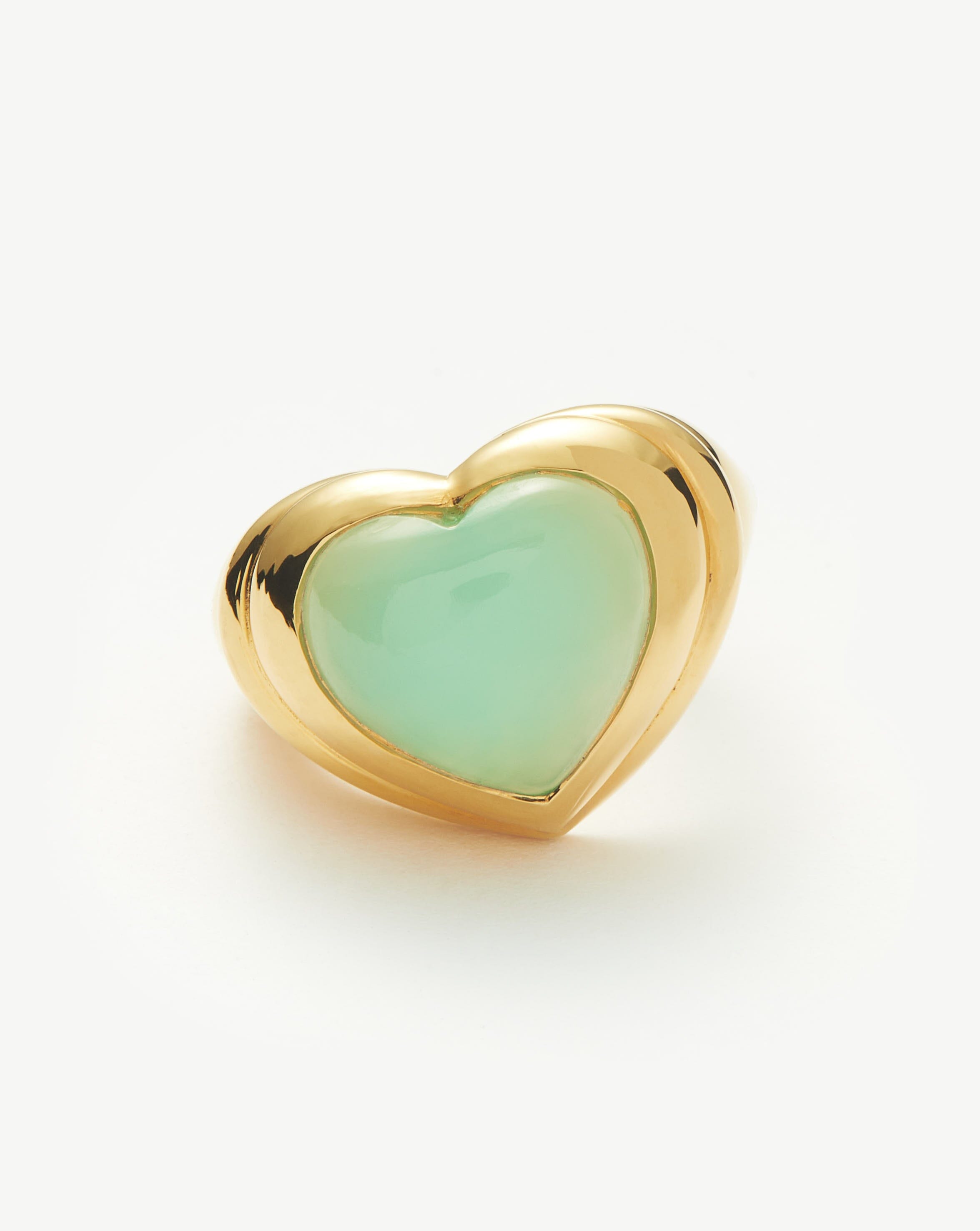 Jelly Heart Gemstone Ring | 18ct Gold Plated/Aqua Chalcedony Rings Missoma 