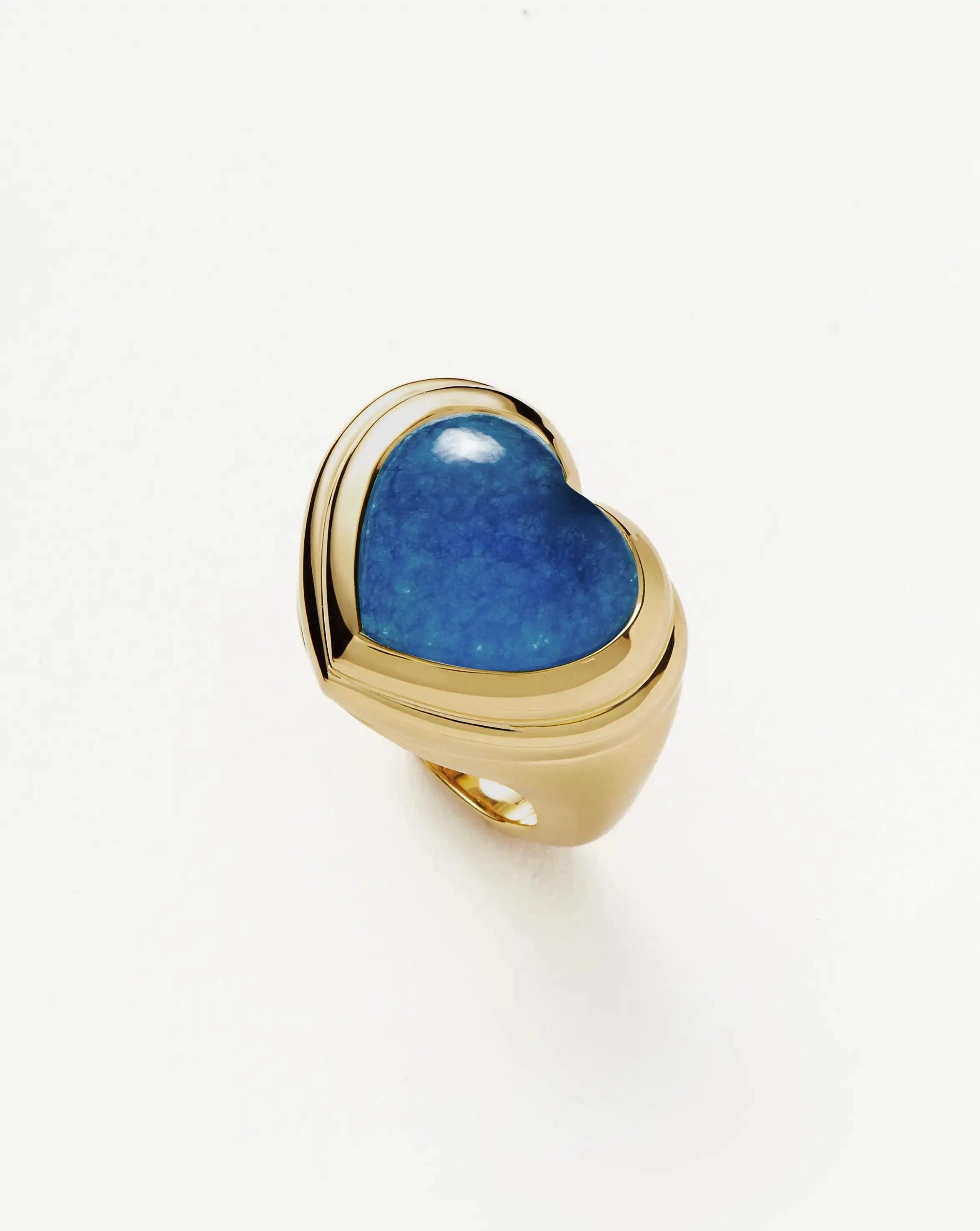 Jelly Heart Gemstone Ring | 18ct Gold Plated/Blue Quartz Rings Missoma 