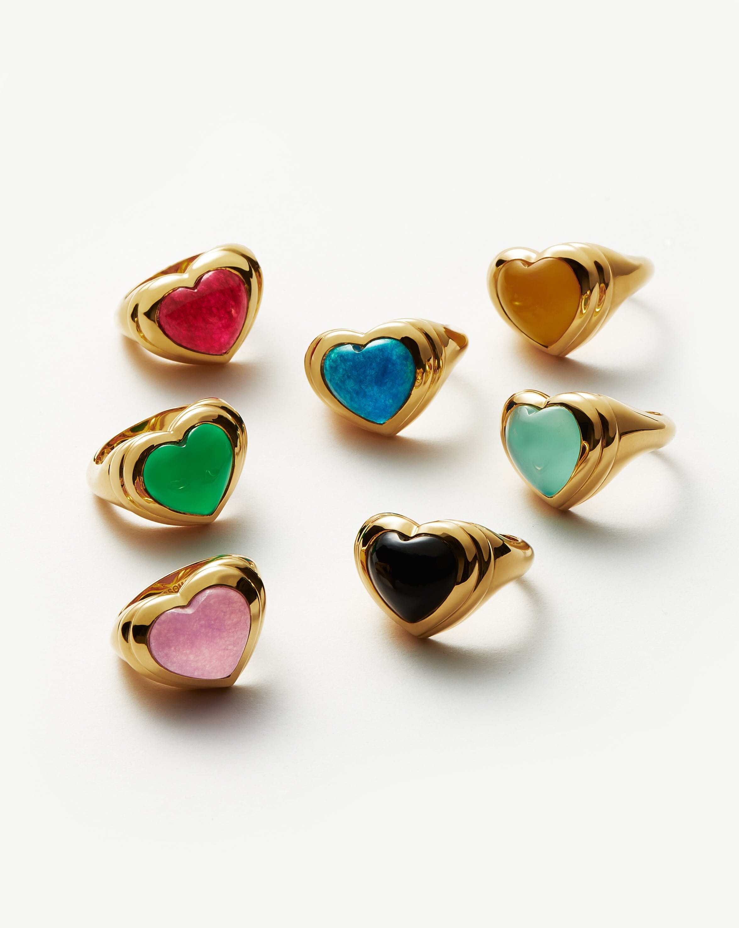 Jelly Heart Gemstone Ring | 18ct Gold Plated/Mango Chalcedony Rings Missoma 