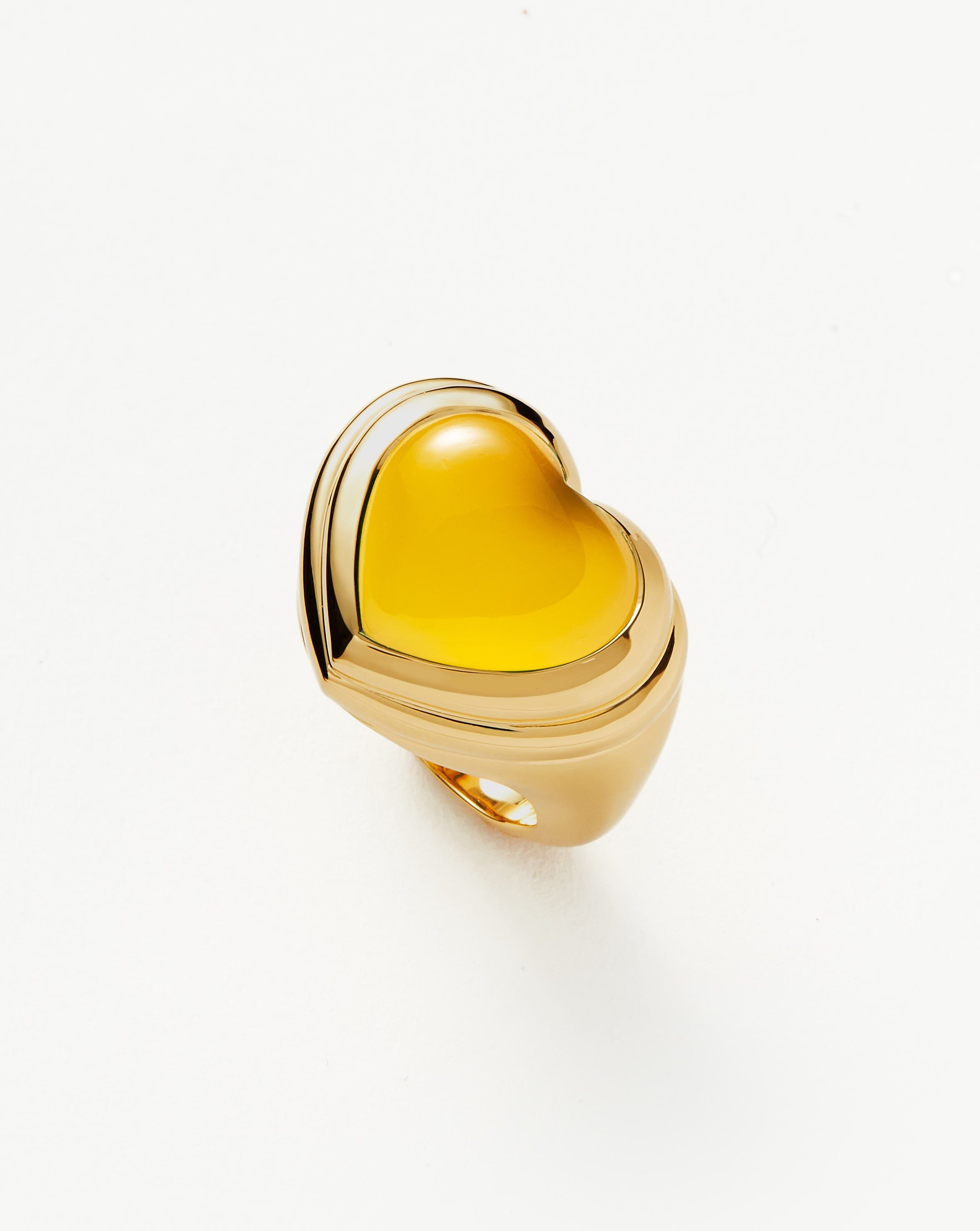 Jelly Heart Gemstone Ring | 18ct Gold Plated/Mango Chalcedony Rings Missoma 