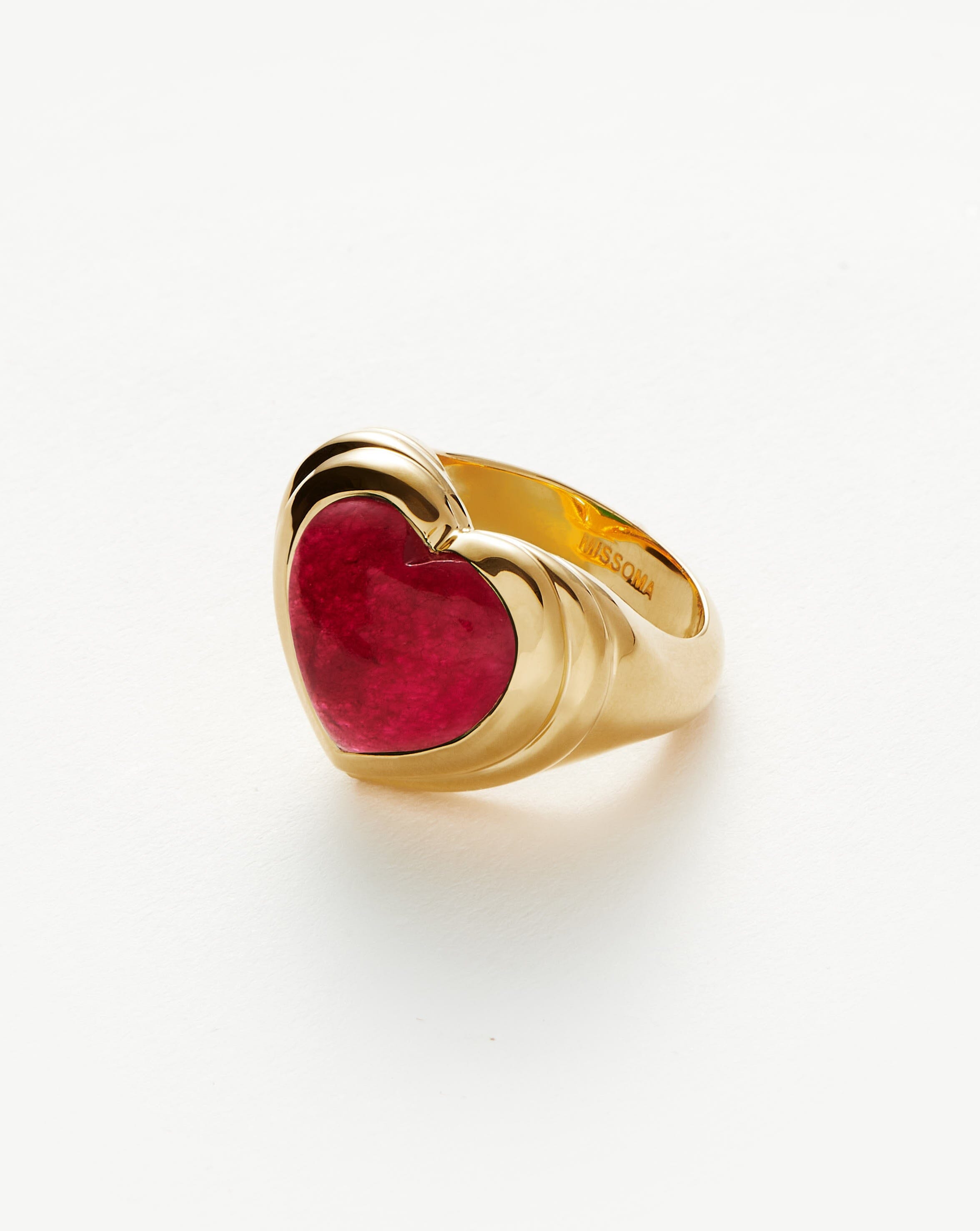 Jelly Heart Gemstone Ring | 18ct Gold Plated/Pink Quartz Rings Missoma 