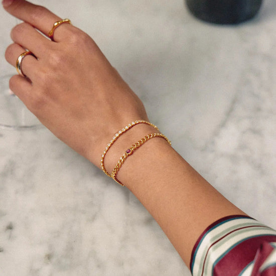 July Birthstone Chain Bracelet | 18ct Gold Plated Vermeil/Ruby Bracelets Missoma 