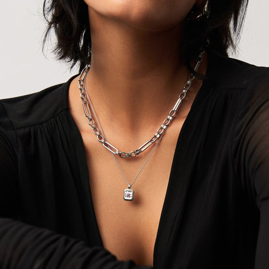 July Birthstone Necklace & Charm Earrings Set | Sterling Silver/Glass Filled Ruby Necklaces Missoma 