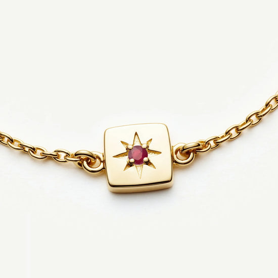 July Birthstone Slider Bracelet | 18ct Gold Plated/Ruby Bracelets Missoma 
