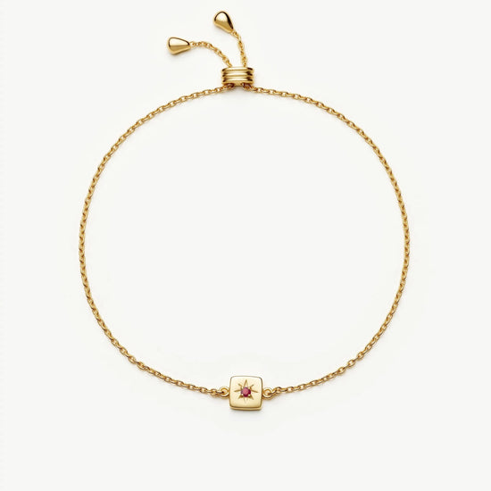 July Birthstone Slider Bracelet | 18ct Gold Plated/Ruby Bracelets Missoma 
