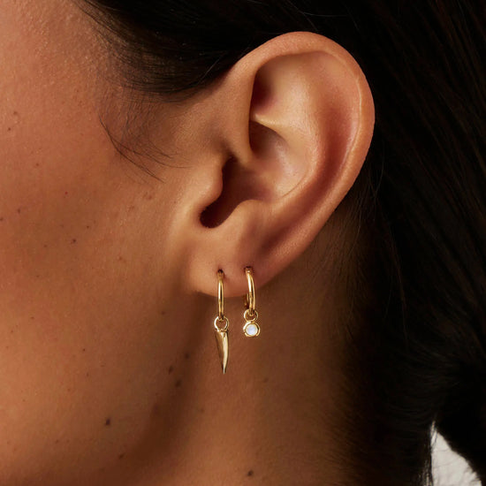 June Birthstone Mini Charm Hoop Earrings | 18ct Gold Vermeil/Rainbow Moonstone Earrings Missoma 