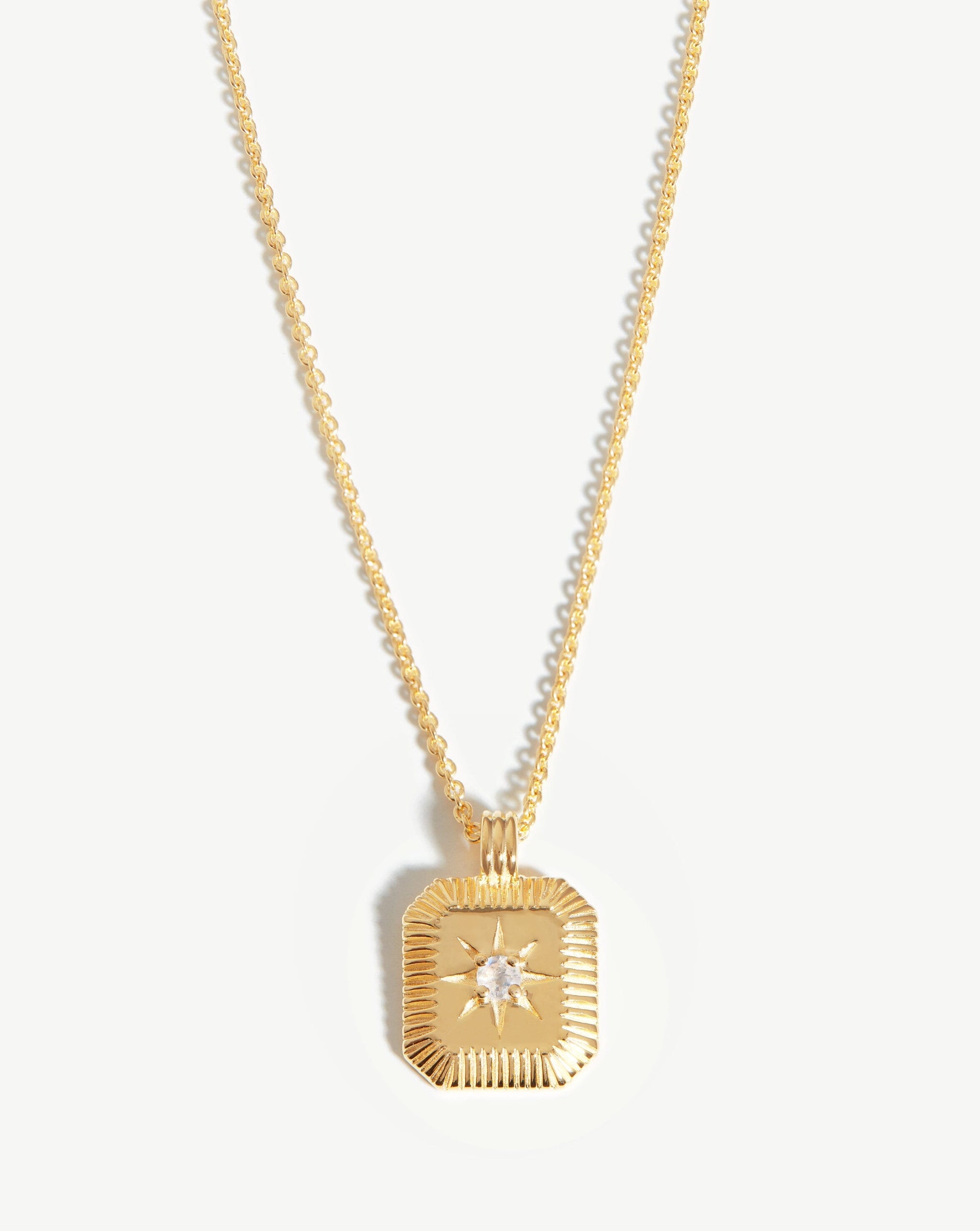 June Birthstone Pendant Necklace | 18ct Gold Vermeil/Rainbow Moonstone Necklaces Missoma 