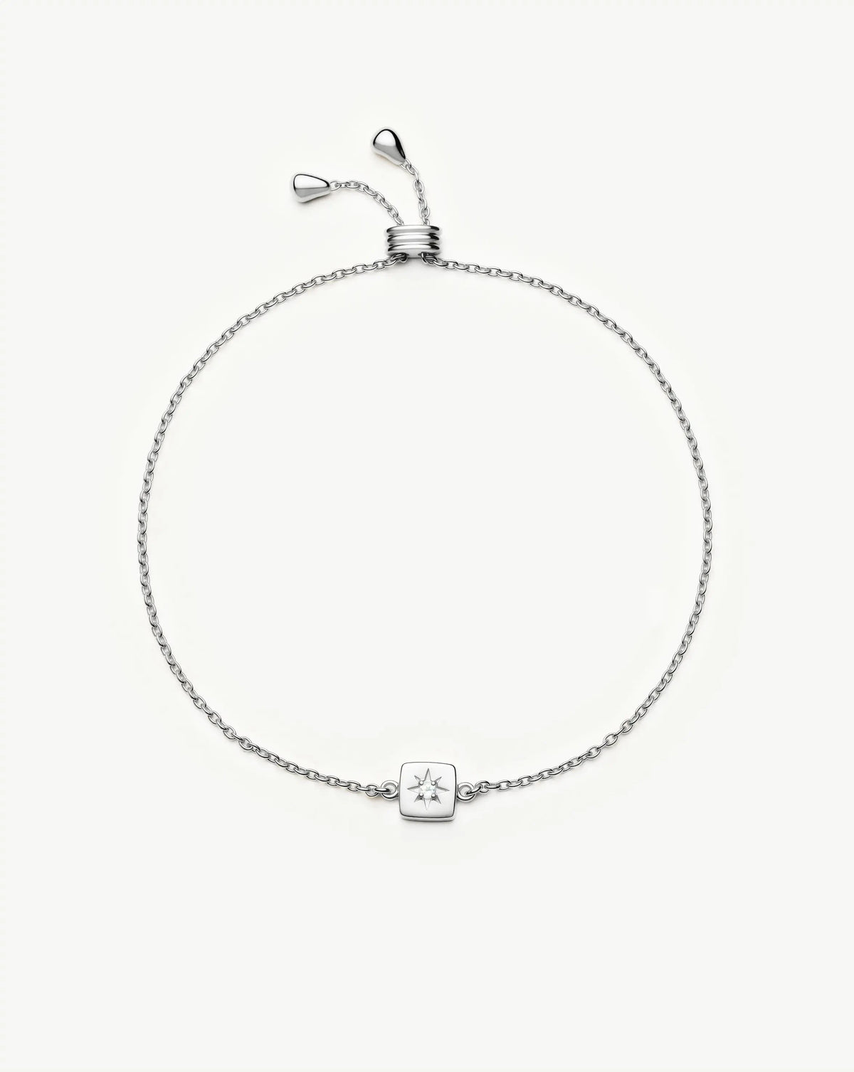 June Birthstone Slider Bracelet | Silver Plated/Rainbow Moonstone Bracelets Missoma 