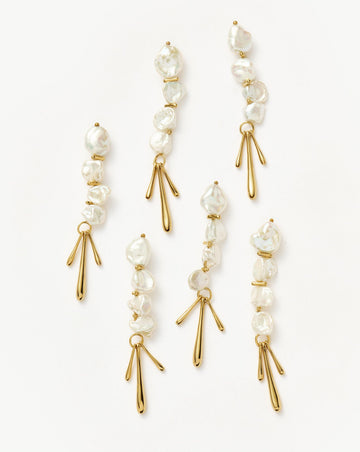 Keshi Pearl Sculptural Drop Earrings | 18ct Gold Plated/Pearl Earrings Missoma 