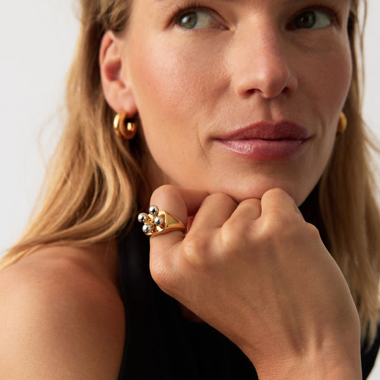 Kinetic Atom Spinning Signet Ring | Mixed Metal Rings Missoma 